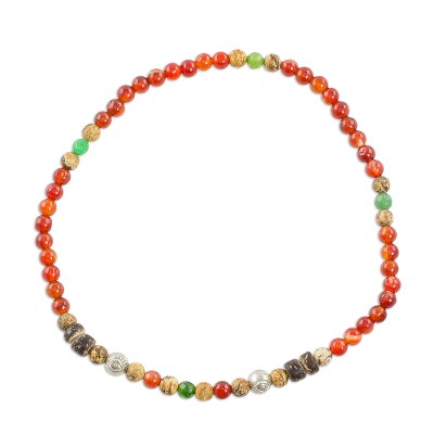 Agate and Jasper Beaded Stretch Eye Anklet from Guatemala