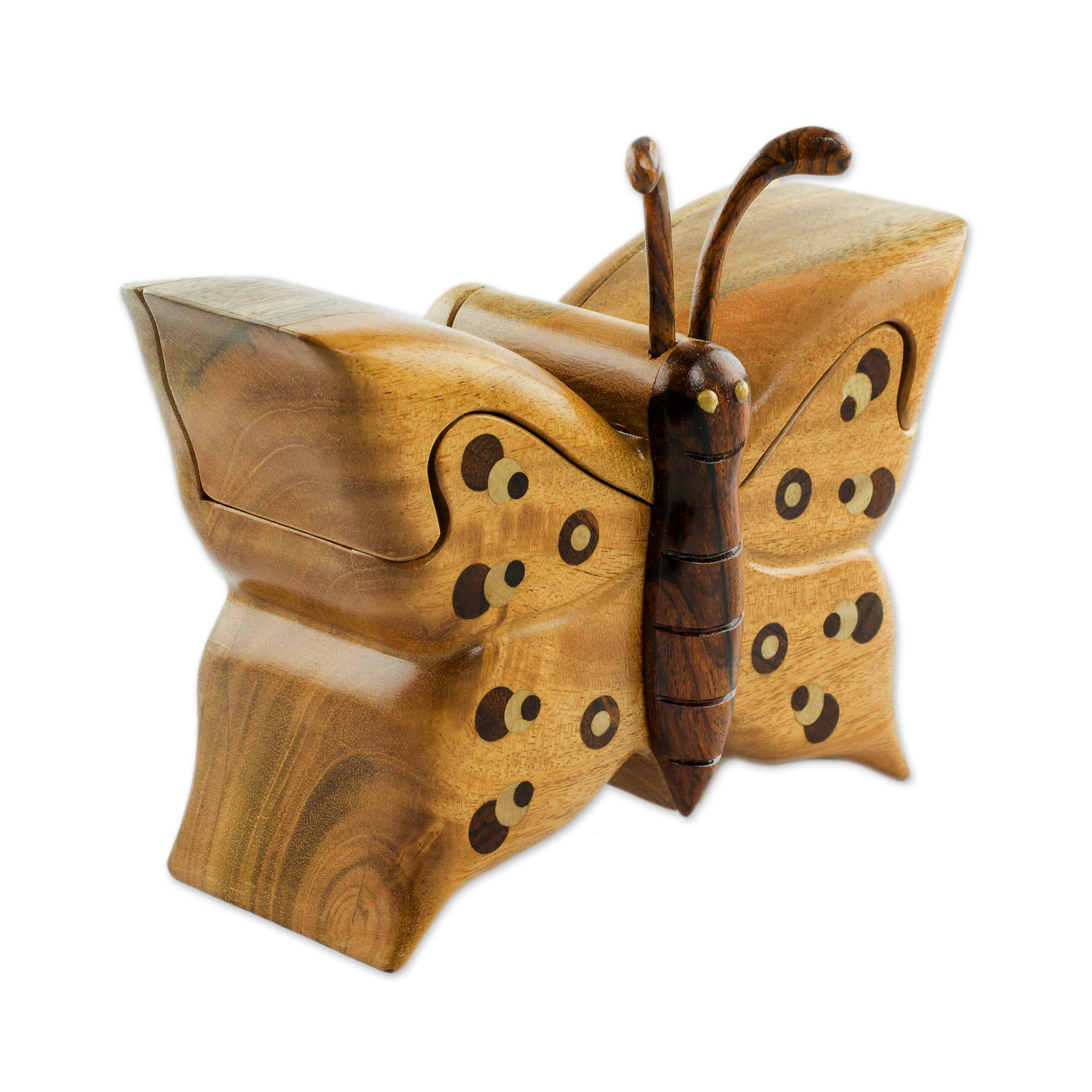 Hand Crafted Wood Puzzle Box with Butterfly Motif Flutterby NOVICA
