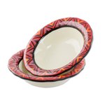 Ceramic soup bowls, 'Tazumal' (pair) - Ceramic Soup Bowls with Colorful Geometric Motifs (Pair)