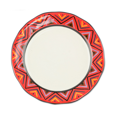 Ceramic luncheon plates, 'Tazumal' (pair) - Artisan Crafted Maya Style Luncheon Plates (Pair)