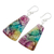 Recycled CD dangle earrings, 'Color Explosion' - Yellow Turquoise and Purple Recycled CD Dangle Earrings (image 2c) thumbail