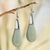 Jade dangle earrings, 'Subtle Dewdrops' - Pale Green Jade and Sterling Silver Teardrop Dangle Earrings (image 2) thumbail