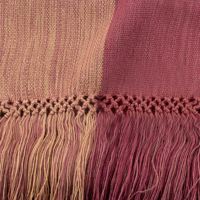 Rayon scarf, 'Sublime Elegance' - Guatemalan Hand Made Pink Striped Rayon Scarf