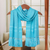 Rayon scarf, 'Lake Chichoy' - Artisan Crafted Blue Rayon Scarf from Guatemala thumbail