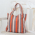 Cotton tote bag, 'Autumn Lines' - Hand Woven 100% Cotton Tote Bag with Earthtone Stripes thumbail