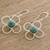 Jade dangle earrings, 'Nature's Peace' - Floral Sterling Silver and Jade Dangle Earrings (image 2b) thumbail