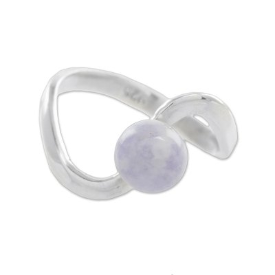 Circular Jade Cocktail Ring in Lilac from Guatemala