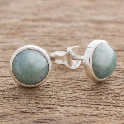 Jade And Sterling Silver Stud Earrings From Guatemala Perfect Jade Stud Earrings Perfect Purity In Light Green And Sterling Silver