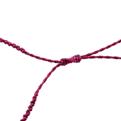 Halskette mit Anhänger - Rekonstituierte Anhänger-Halskette mit Makramee-Kordel