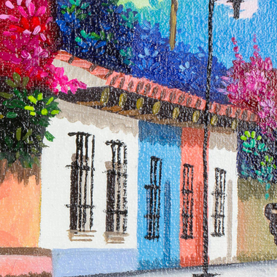 'Passage to San Juan del Obispo' - Signed Impressionist Cityscape Painting from Guatemala