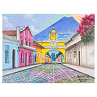 'Arch of Santa Catalina' - Signed Painting of a the Santa Catalina Arch in Guatemala