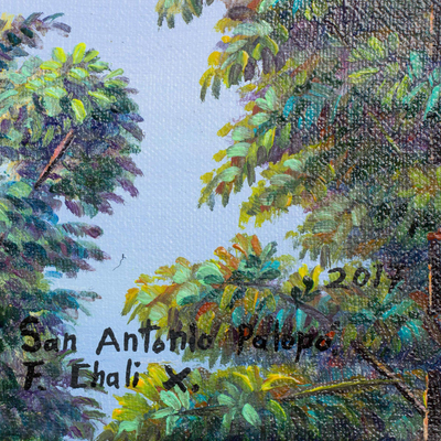 'San Antonio Palopo' - Signed Landscape Painting from Guatemala