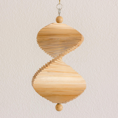Móvil de madera - Móvil de madera de pino tallado a mano con formas ajustables