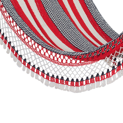 Cotton rope hammock, 'Celebration and Relaxation' (single) - Handwoven Striped Cotton Hammock (Single) from Nicaragua