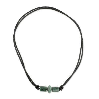 Jade pendant necklace, 'Green Virtue' - Green Jade Beaded Pendant Necklace from Guatemala