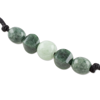 Jade pendant necklace, 'Shades of Beauty' - Adjustable Jade Beaded Pendant Necklace from Guatemala