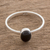 Jade single stone ring, 'Force and Beauty' - Black Jade and Silver Single Stone Ring from Guatemala