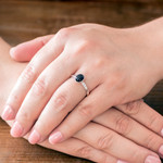 Jade single stone ring, 'Force and Beauty' - Black Jade and Silver Single Stone Ring from Guatemala