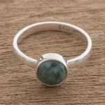 Jade single-stone ring, 'Beautiful Circle in Green' - Circular Green Jade Single Stone Ring from Guatemala