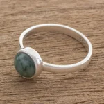 Jade single-stone ring, 'Beautiful Circle in Green' - Circular Green Jade Single Stone Ring from Guatemala