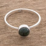 Jade single stone ring, 'Beautiful Circle in Dark Green' - Circular Dark Green Jade Single Stone Ring from Guatemala