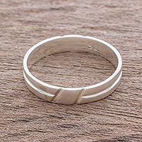 Sterling silver band ring, 'Faith in Life' - Simple Sterling Silver Band Ring Crafted in Guatemala
