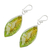 Recycled CD dangle earrings, 'Leafy Forest' - Green Recycled CD Dangle Earrings from Guatemala