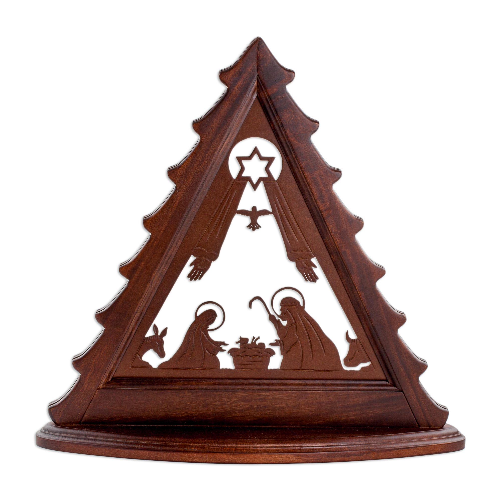 Christmas Nativity Scene Sculpture in Natural Wood - Christmas Gift ...