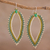 Beaded dangle earrings, 'River Leaf' - Green and Ivory Leaf-Shaped Beaded Dangle Earrings thumbail