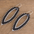 Beaded dangle earrings, 'Leaves at Nightfall' - Black and Grey Leaf-Shaped Beaded Dangle Earrings