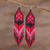 Beaded waterfall earrings, 'Peaks and Valleys in Red' - Red, Pink and Black Woven Bead Waterfall Earrings
