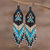 Beaded waterfall earrings, 'Peaks and Valleys in Black' - Blue and Black Boho Hand Beaded Waterfall Earrings thumbail