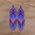 Beaded waterfall earrings, 'Peaks and Valleys in Purple' - Blue and Purple Woven Bead Waterfall Earrings
