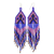 Perlen-Wasserfall-Ohrringe, „Gipfel und Täler in Lila“. - Blaue und violette Webperlen-Wasserfall-Ohrringe