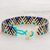 Perlenarmband - Blaues und schwarzes geometrisches Armband aus gewebten Perlen
