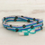 Beaded wrap bracelet, 'Ocean Blooms' - Blue and Black Flower and Stripes Beaded Wrap Bracelet (image 2b) thumbail