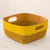 Leather and pine needle decorative basket, 'Sunny Yellow' - Leather and Pine Needle Decorative Basket from Nicaragua
