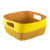 Leather and pine needle decorative basket, 'Sunny Yellow' - Leather and Pine Needle Decorative Basket from Nicaragua thumbail