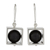 Onyx dangle earrings, 'Frames' - Square Sterling Silver Frame with Onyx Orb Dangle Earrings