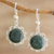 Jade dangle earrings, 'Dark Green Solar Flower' - Dark Green Jade Dangle Earrings from Guatemala (image 2) thumbail