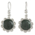 Jade dangle earrings, 'Dark Green Solar Flower' - Dark Green Jade Dangle Earrings from Guatemala thumbail