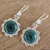 Jade dangle earrings, 'Dark Green Solar Flower' - Dark Green Jade Dangle Earrings from Guatemala (image 2b) thumbail