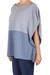 Natural cotton and recycled denim poncho, 'Sea and Sky' - Cotton and Recycled Denim Poncho from Guatemala (image 2b) thumbail