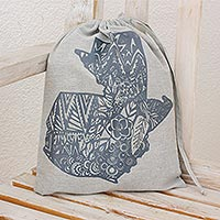 100% cotton tote bag, 'Incomparable Guatemala' - 100% Cotton Tote Bag with Design in the Shape of Guatemala