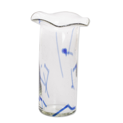 florero de vidrio soplado - Jarrón de vidrio reciclado soplado a mano de Guatemala