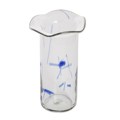 florero de vidrio soplado - Jarrón de vidrio reciclado soplado a mano de Guatemala