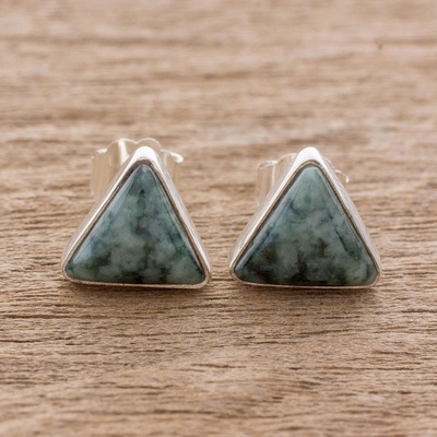 Jade stud earrings, Triangle Perfection