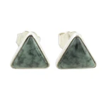 Jade stud earrings, 'Triangle Perfection' - Jade and Sterling Silver Triangle Stud Earrings