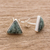 Jade stud earrings, 'Triangle Perfection' - Jade and Sterling Silver Triangle Stud Earrings (image 2b) thumbail