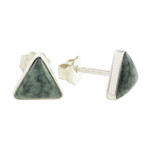 Jade stud earrings, 'Triangle Perfection' - Jade and Sterling Silver Triangle Stud Earrings